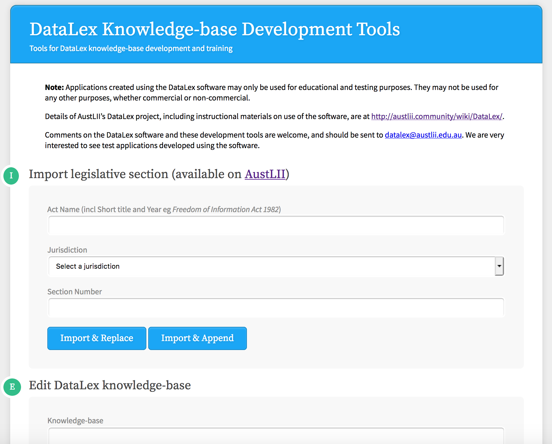 DataLex knowledge-base development tools: Importing and Editing rules