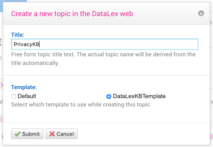 Creating new rule-base (or topic) in DataLex Community.