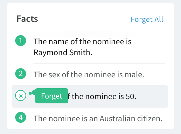 Forgetting facts during Consultation.